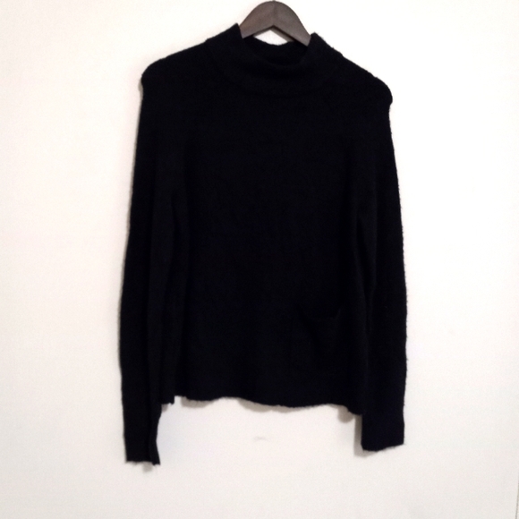 Halogen M Merino Wool Blend Mock Turtle Neck Pullover Pocket Soft Sweater - Picture 2 of 10